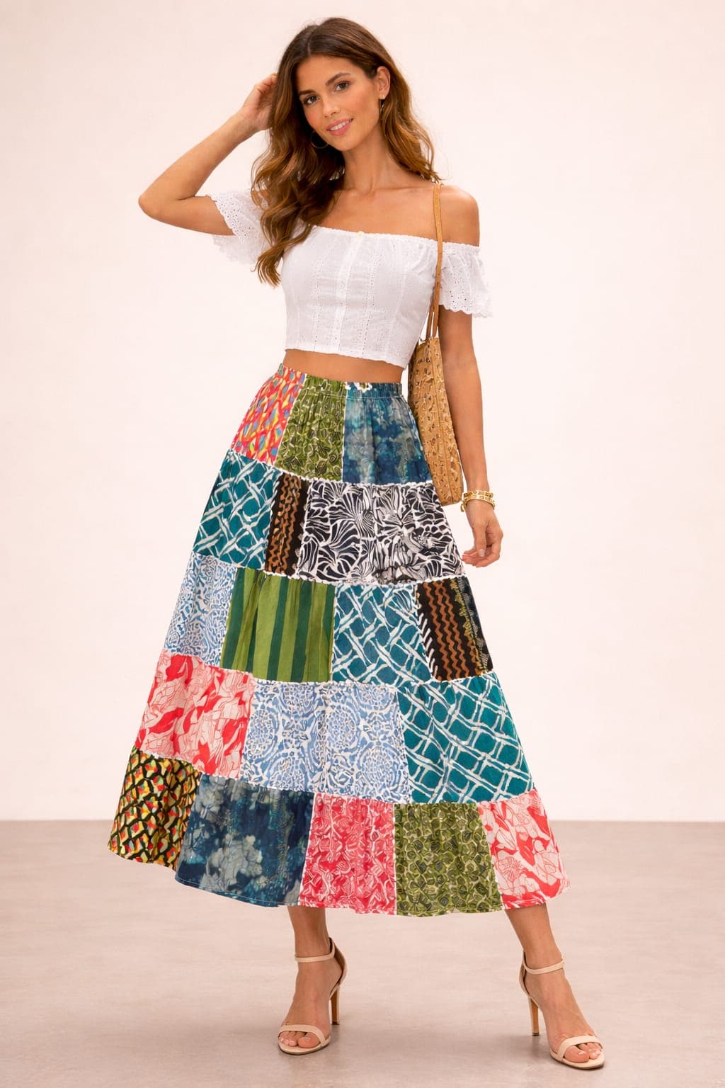 Artisan Patchwork Statement Skirt